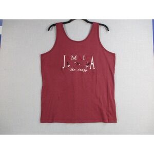 Reggae Tees Mens XL Jamaica Me Crazy Tank Top Burgundy Sleeveless Graphic Tee
